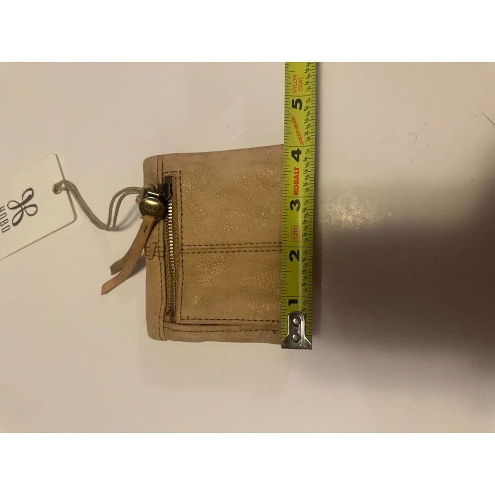 NWT Hobo Keen Mini Trifold Wallet In Gold Cashmere Geniune Leather
